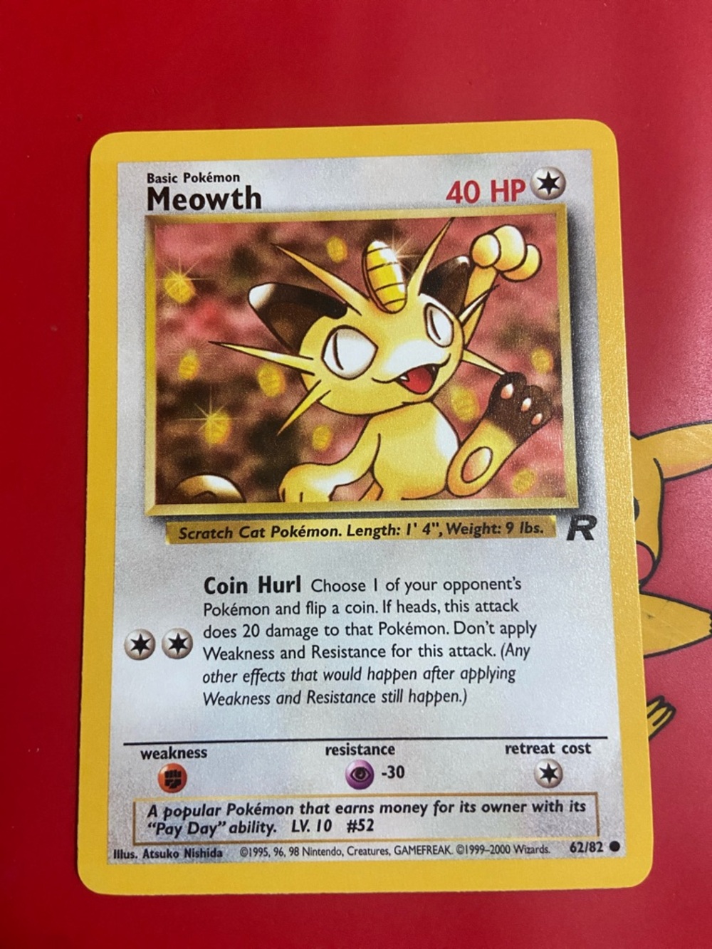 Meowth Common Unlimited Team Rocket Pokemon Trading Card 62/82
